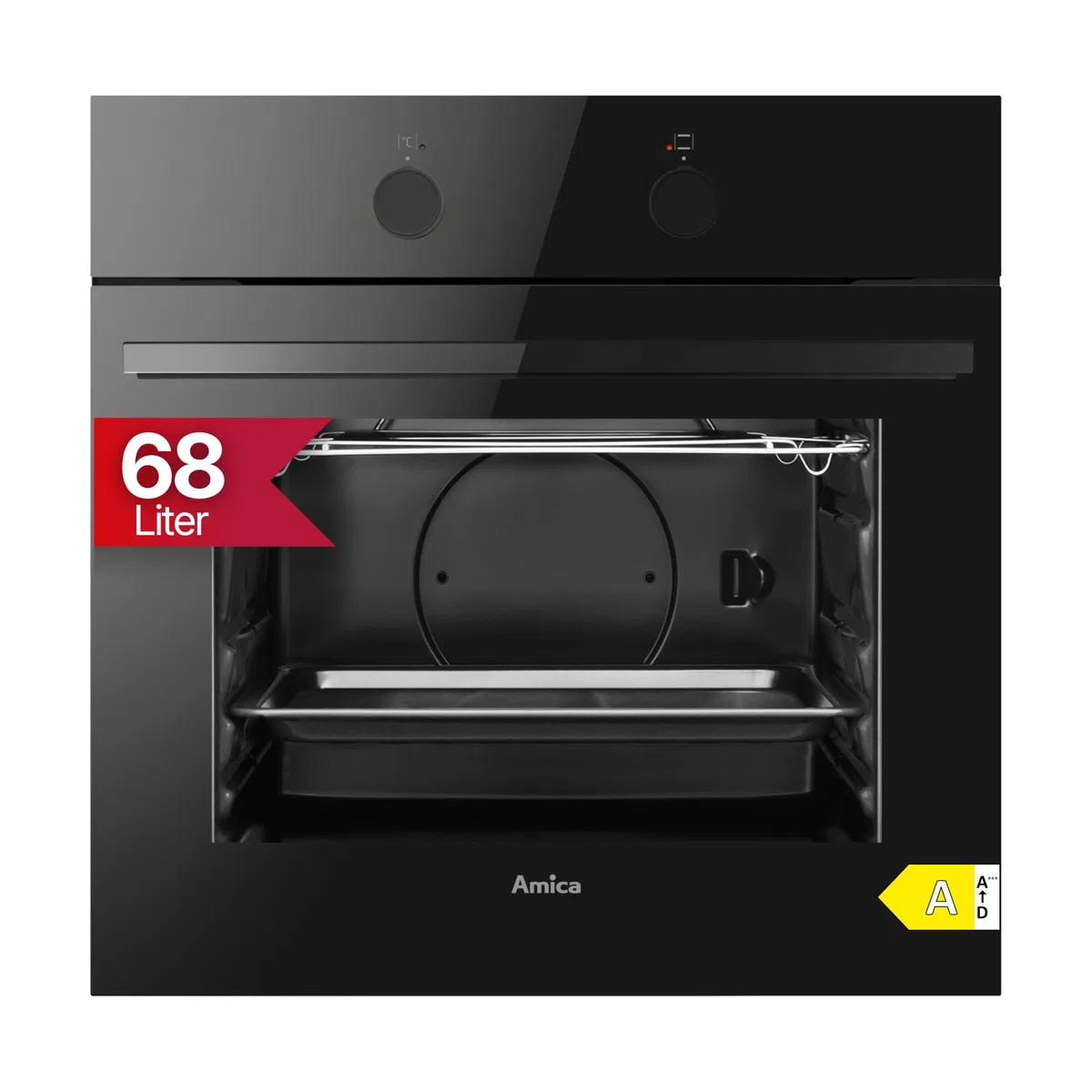 Amica Einbaubackofen 68 L 59,5x59,5x57,5 cm Steam Clean ABE 94110 S