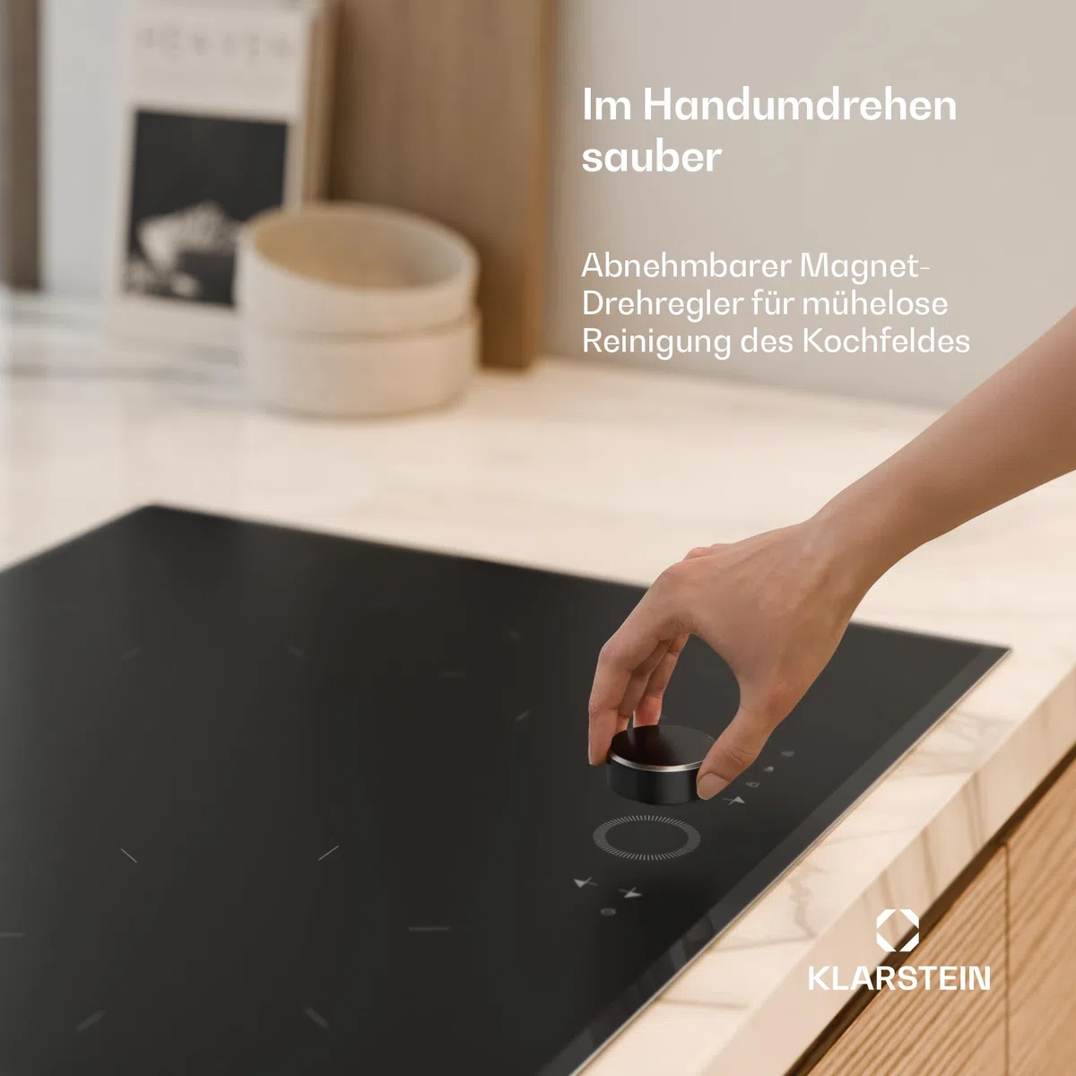 Klarstein Magnichef Induktionskochfeld - 4-Zonen, 8200W Boost, Magnetsteuerung, Timer & Kindersicherung, Restwärmeanzeige, Topferkennung, Aluminiumrahmen, 59cm Kochfeld Induktion