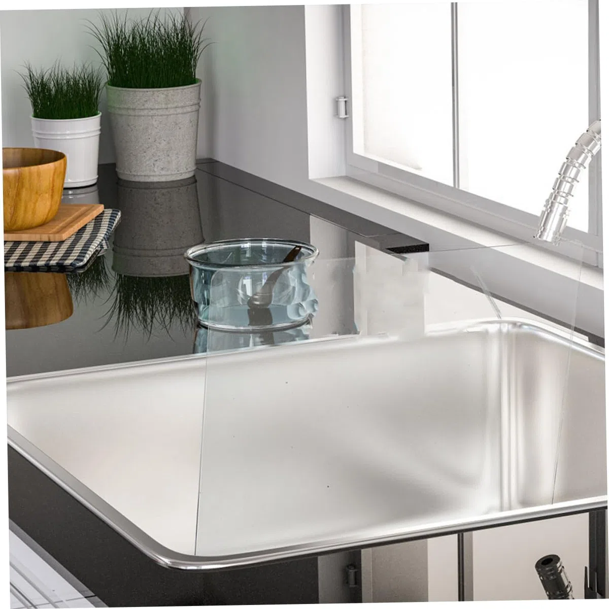 ABOOFAN Acryl Spritzschutz für Küchenspülen Splash Guard Kitchen Wasserabweisend Bruchsicher Glatte Kanten mit Klebeband für Küche und Bad