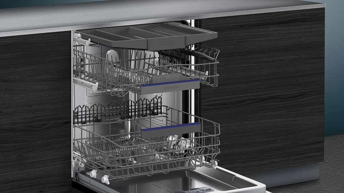 Siemens SN63EX02CE Geschirrspüler iQ300, vollintegrierte Spülmaschine mit Besteckschublade, 60 cm, HomeConnect, varioSpeed Plus, infoLight, flexKörbe, Favorit