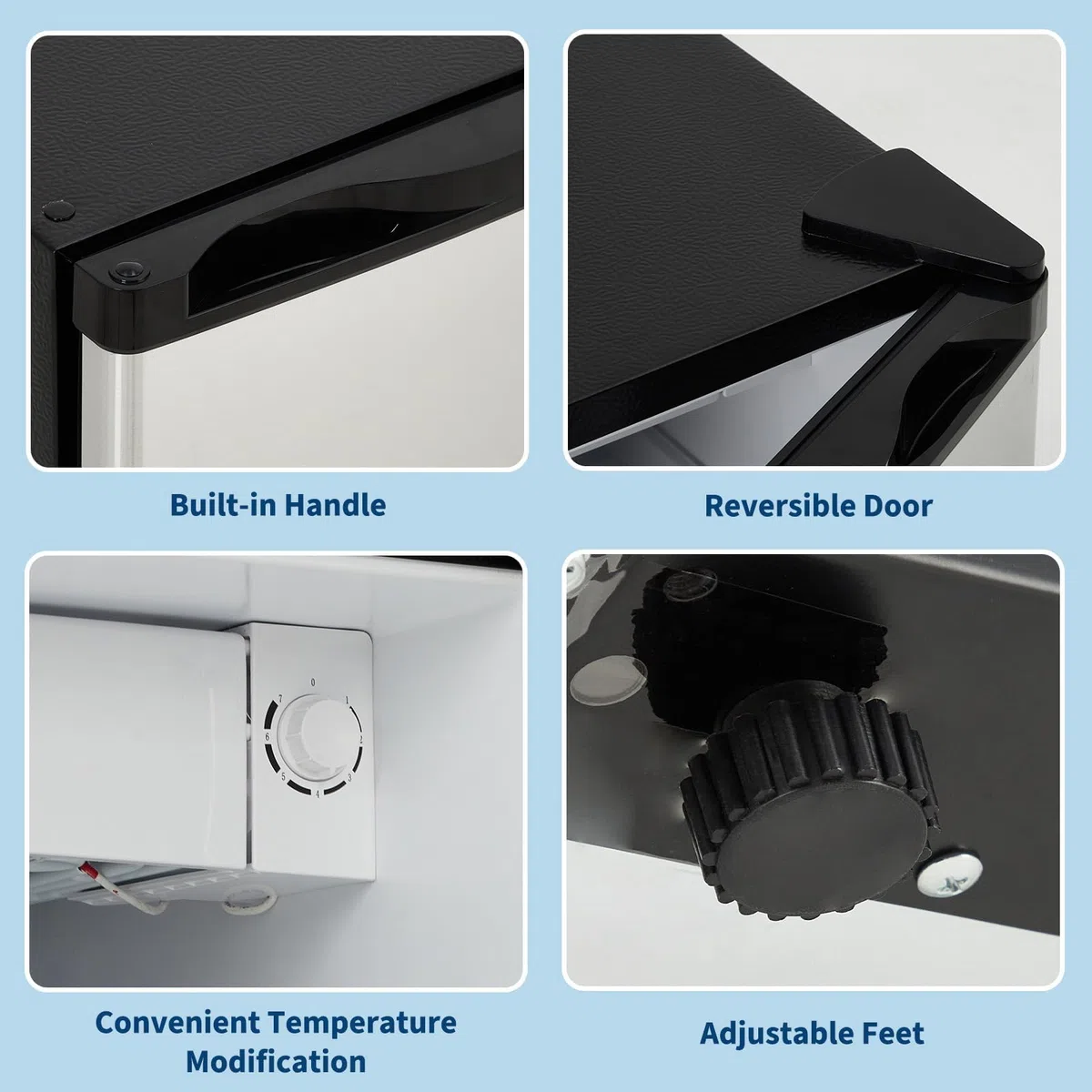 Mini Getränkekühlschrank 45,2L, Leise, Edelstahl, Schlafzimmer & Büro Energieeffizient (0,66 KWh/Tag) 0–10°c Regelung Schnellgefrieren 30 Min LED-Beleuchtung Umkehrbare Tür