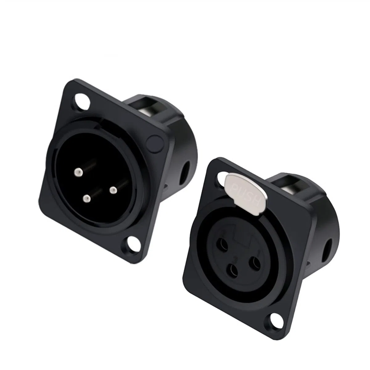 XLR-Buchse, 3-polig, Panelmontage, Metallgehäuse, 3-polig, XLR-Stecker, Chassis, Schwarz, 100 Stück (C1021x100)