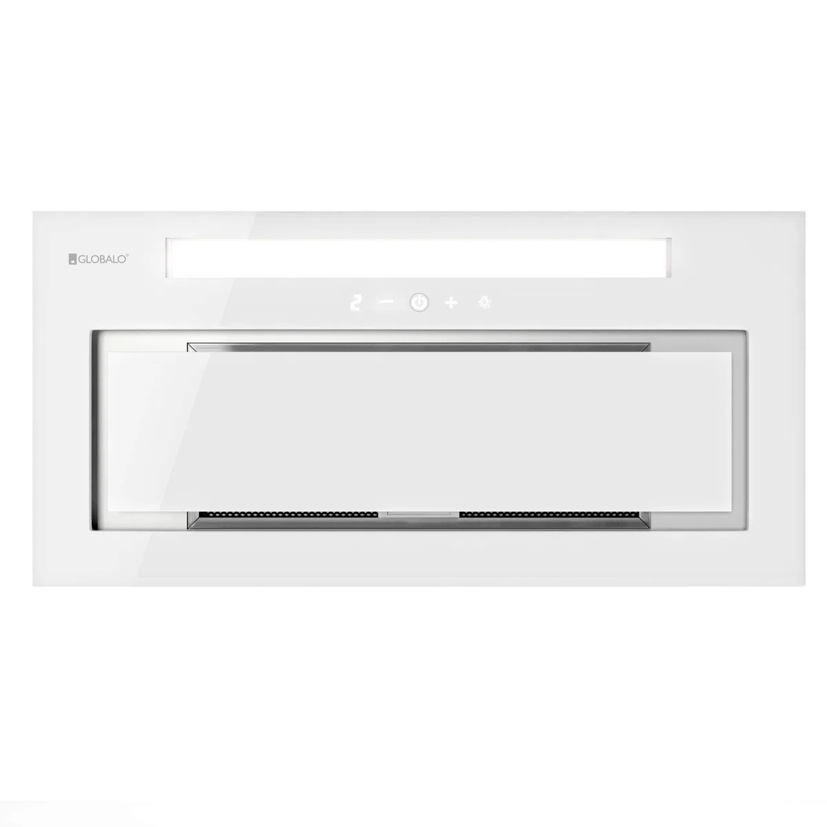 Dunstabzugshaube, Einbauhaube für Küche, Flachlüfter, mit Beleuchtung, Einbaubreite 60 cm, 4 Leistungsstufen, Gehärtetes Glas und Lackierter Stahl, Loteo 60.4 Plus White, Weiß
