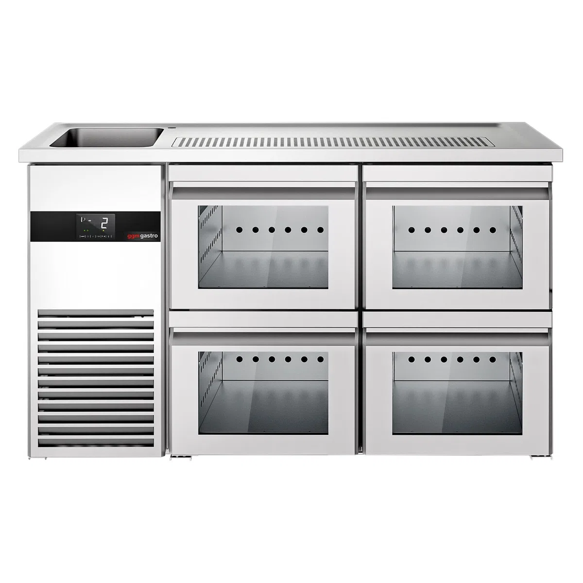 GGM Gastro | BLF157D#2#SG12 | Biertheke PREMIUM - 1550x700mm - 4 Glasschubladen