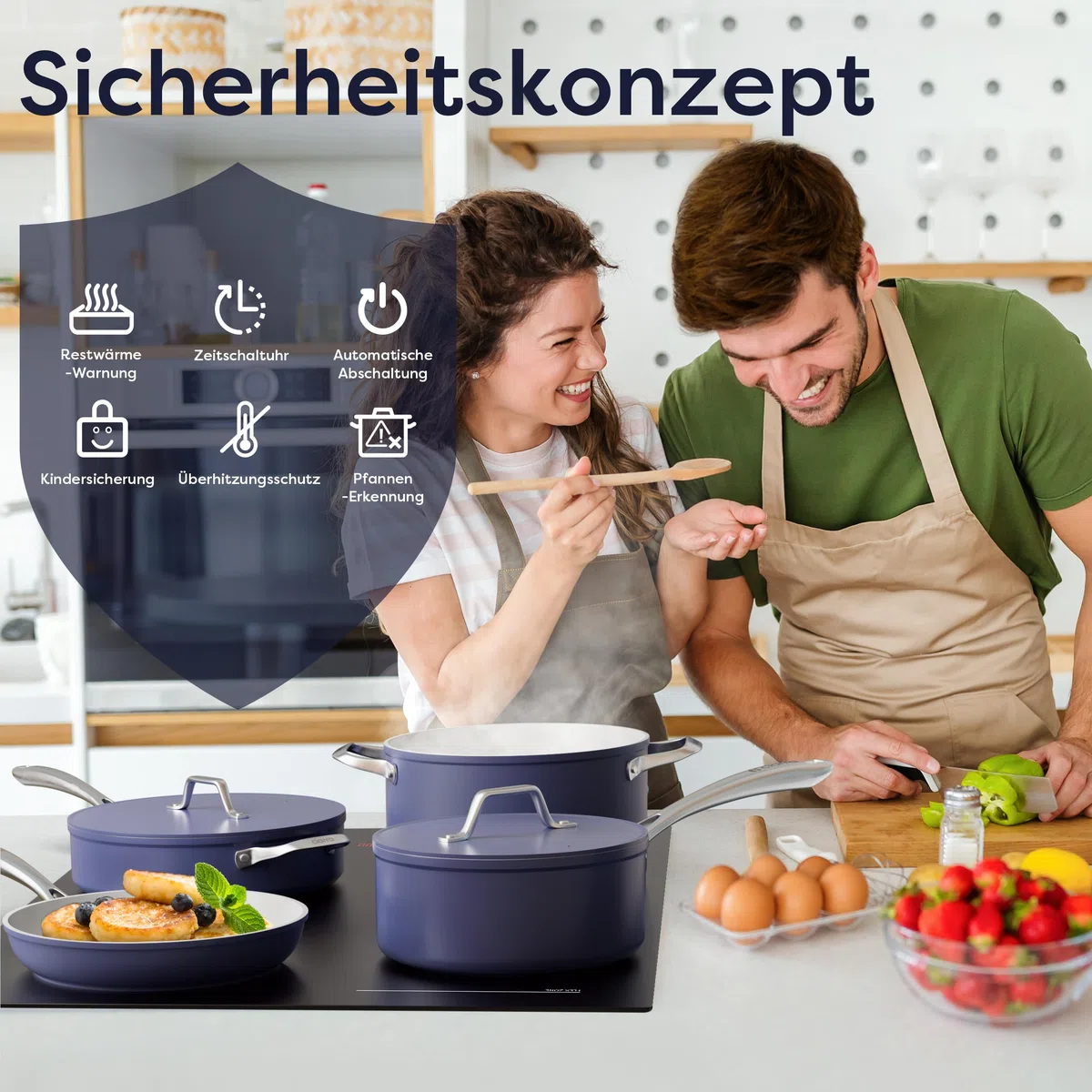 CIARRA CBBIH4BF Induktionskochfeld 60 cm Flexzonen Einbau 4 Kochzonen 7200W