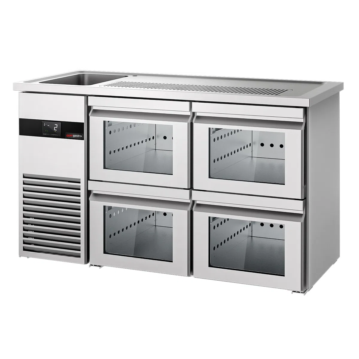 GGM Gastro | BLF157D#2#SG12 | Biertheke PREMIUM - 1550x700mm - 4 Glasschubladen
