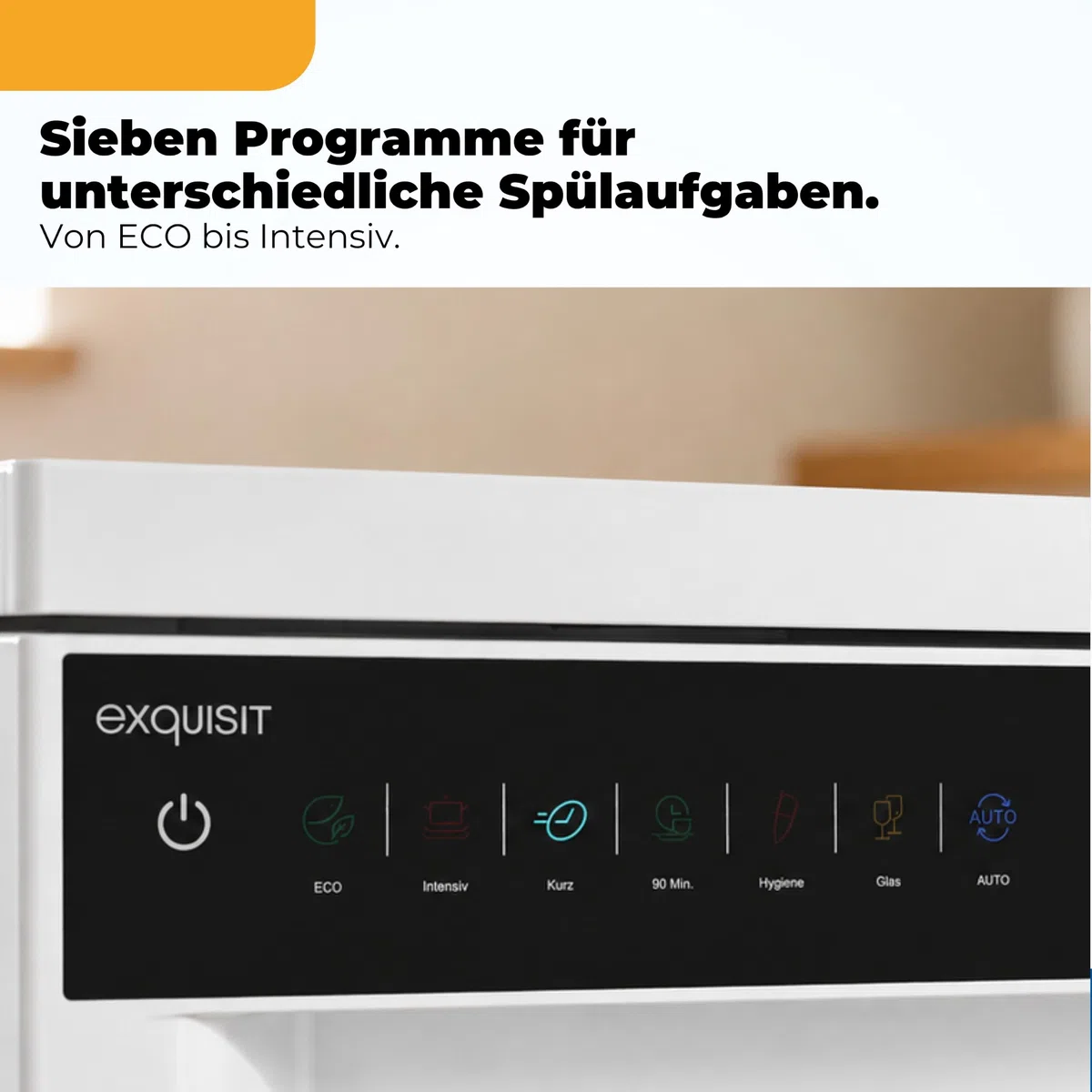 Exquisit Geschirrspüler 11 Maßgedecke | Energieklasse C | 7 Programme | Eco, Intensiv & Glas | Aquastop | Besteckschublade | Extra-Trocknung | Startzeitvorwahl 24 h | Unterbaufähig | Weiß