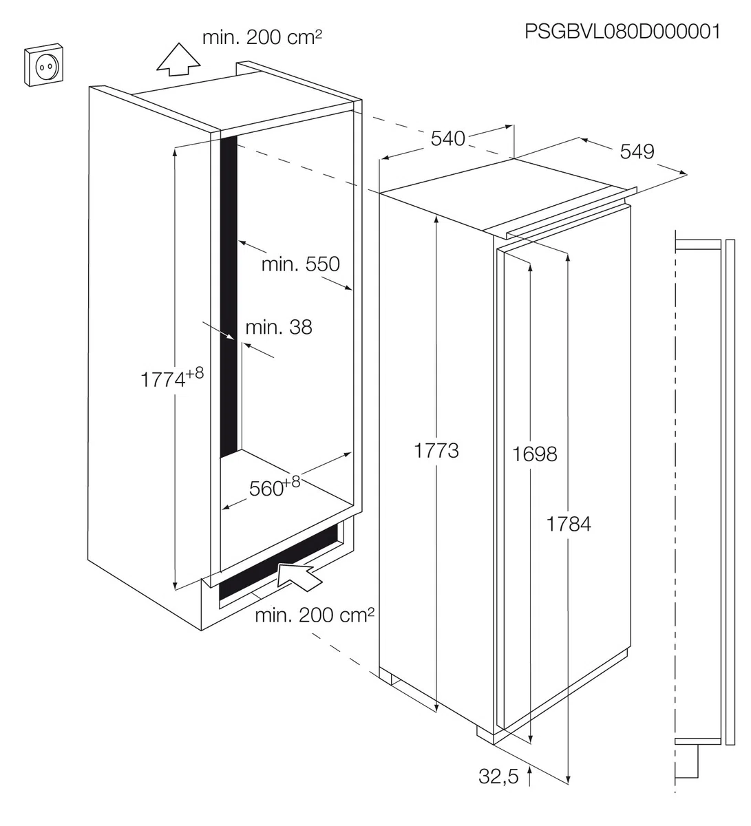 AEG AGN71800F0 Einbau-Gefriertruhe rechts, 208 l, A+, weiß – Gefrierschrank (rechts, 208 l, 20 kg/24h, Frostschutz-System, A+, Weiß)