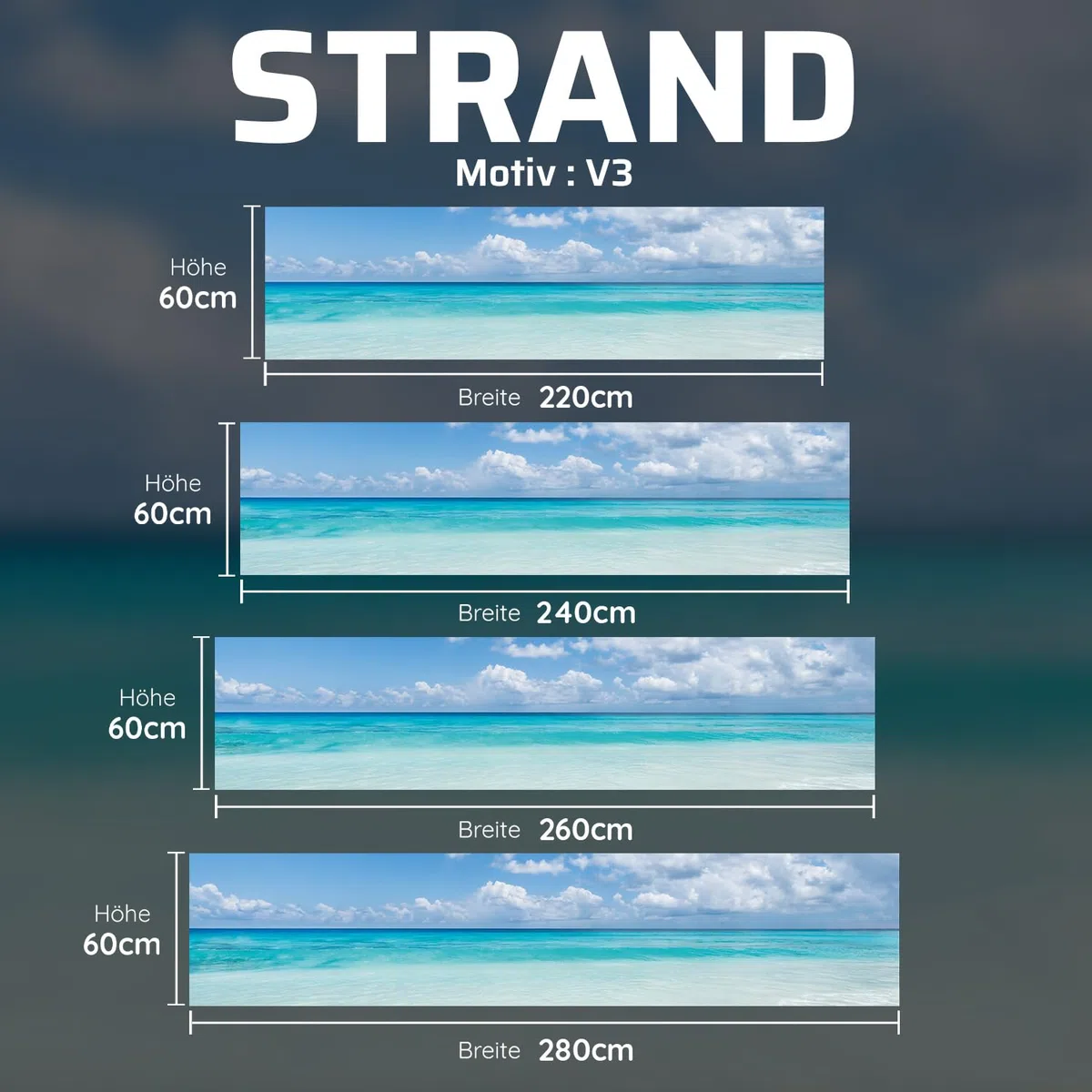 Dedeco Küchenrückwand 280x60 cm, Strand V3, 3mm Acrylglas – Spritzschutz Küche, Spüle & Herd, wasserfest, Glasoptik, Küchenfront, Wandverkleidung, Fliesenersatz, Fliesenspiegel