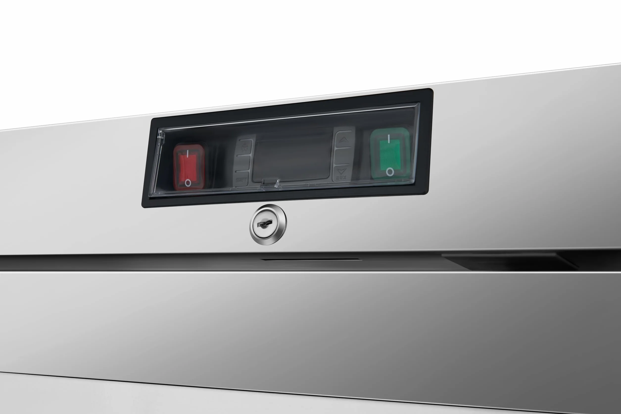 METRO Professional Glastürkühlschrank GRE6600SG, 380 L, 5 Einlegeböden, LED-Beleuchtung, mit Schloss, 2 Rollen, Silber
