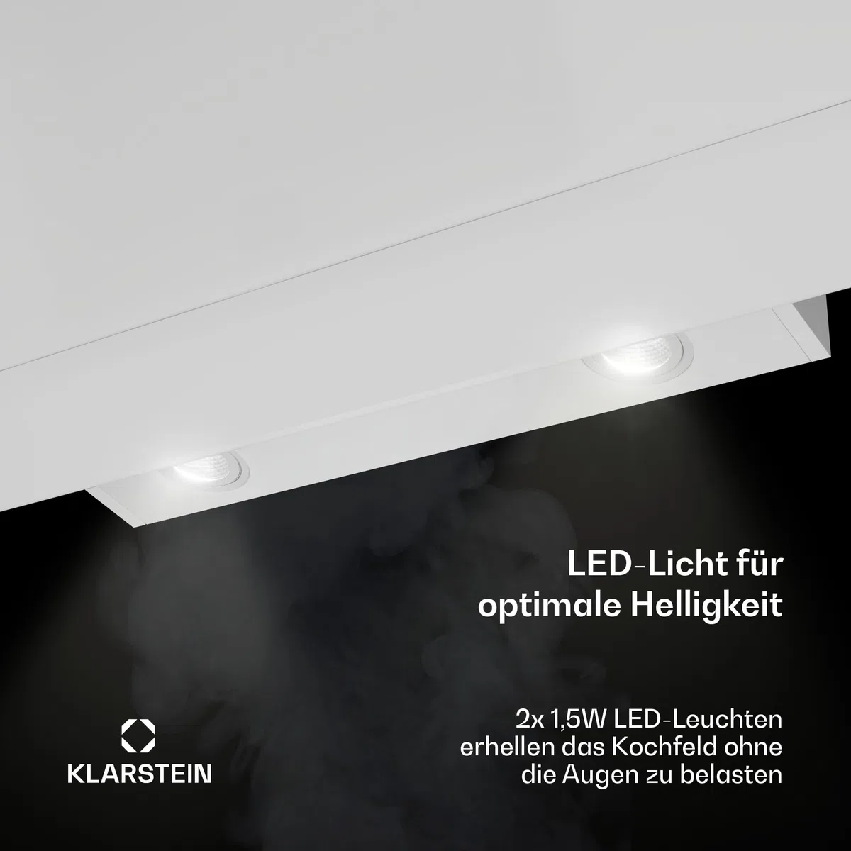 Klarstein Dunstabzugshaube, Abzugshaube Kopffrei, Leiser Dunstabzug, Dunstabzugshaube mit Filter, Wandhaube mit 3 Stufen, Dunstabzugshaube Abluft, Dunstabzugshaube 90 cm, 620 m³/h, 165 Watt, Weiß
