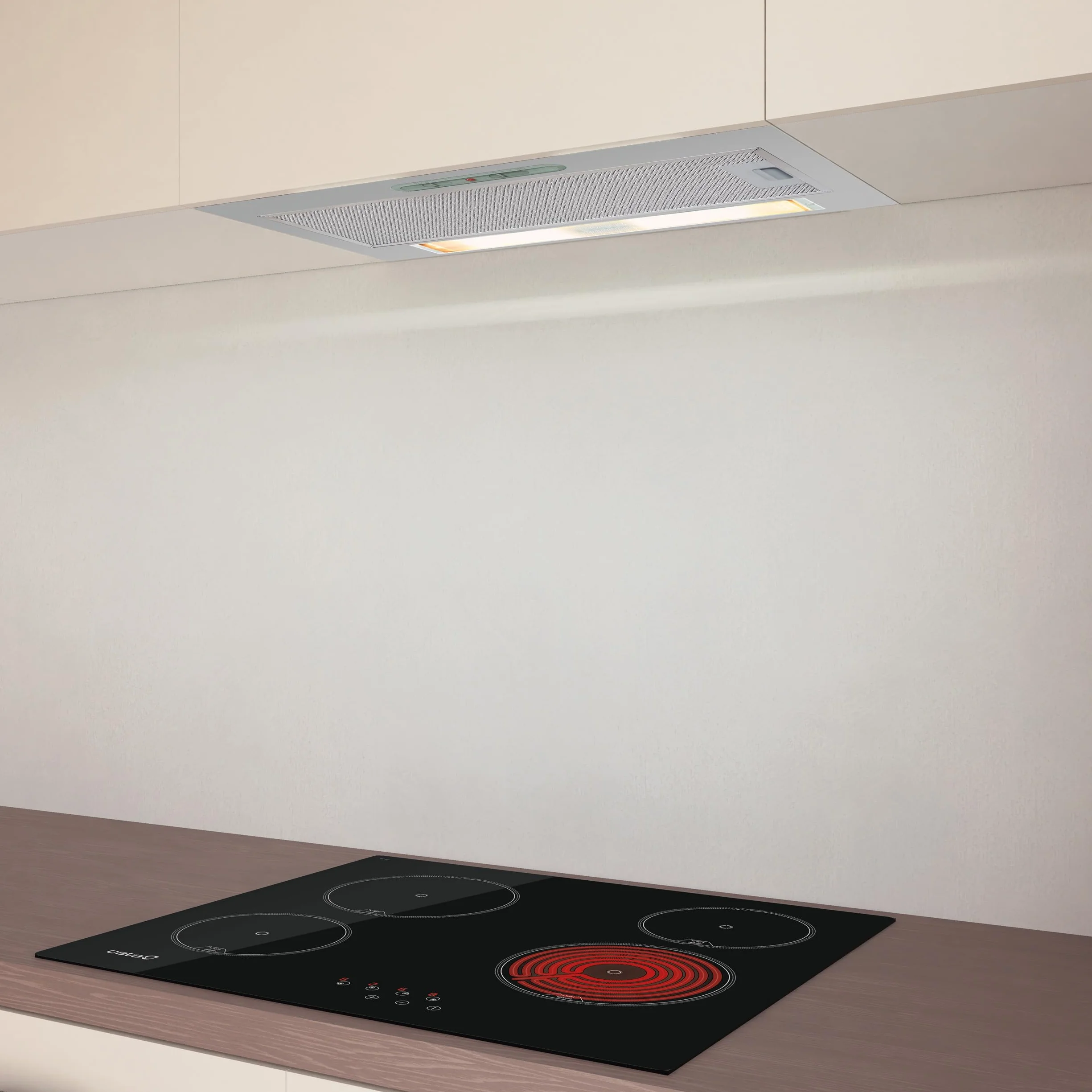 CATA G 45 X Dunstabzugshaube Schiebepanel 2 Absaugstufen E14 LEDBeleuchtung Extra Geräuscharmer Motor Ausführung in Edelstahl Energieklasse E 56 cm