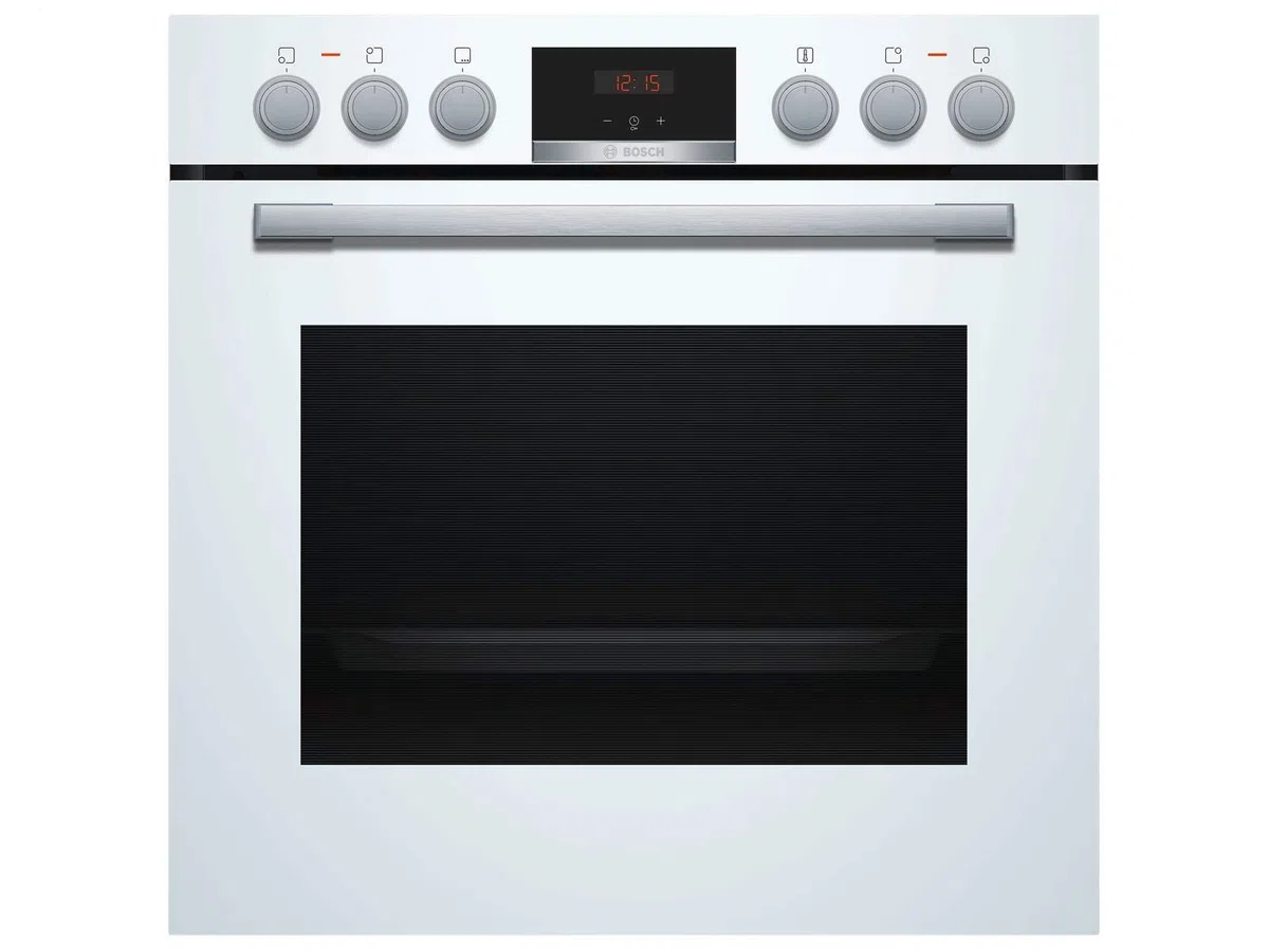 Bosch HND411LW61 Herd-Glaskeramik-Kochfeld-Kombination (herdgesteuert), 59,4 cm breit, 3D Heißluft Backen auf 3 Ebenen, LED-Display-Steuerung, Versenkknebel, Bräterzone für großes Kochgeschirr