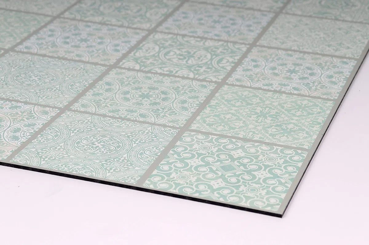 Queence | Küchen Spritzschutz „Fliesenmuster“ 80x50 cm | Küchenrückwand | Alu-DiBond | Fliesenschutz | Paneele | Küchenfliesen | Rückwand