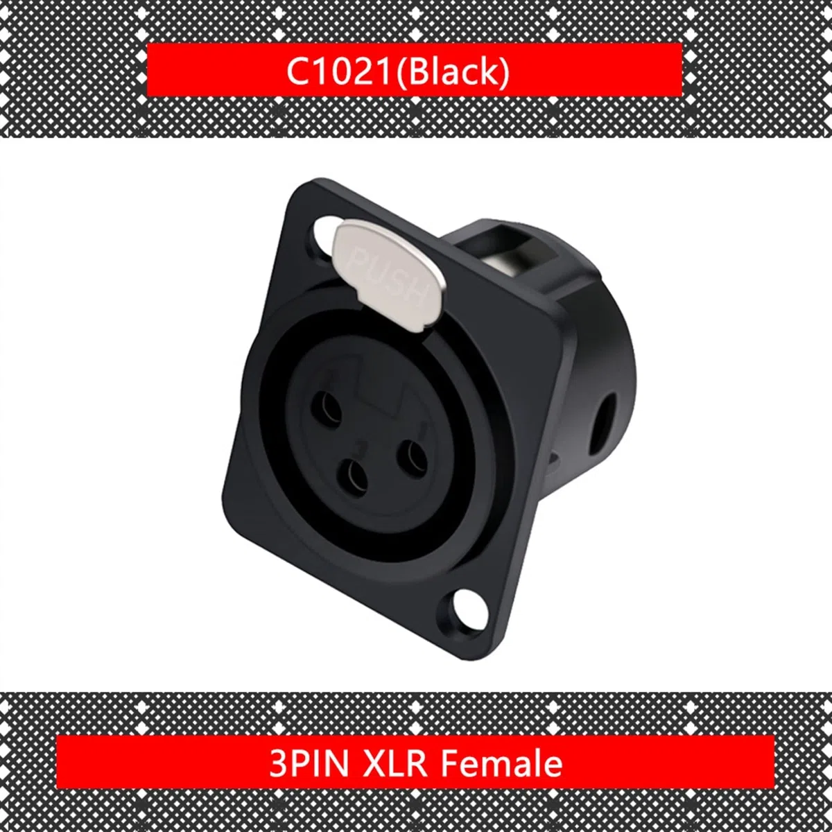 XLR-Buchse, 3-polig, Panelmontage, Metallgehäuse, 3-polig, XLR-Stecker, Chassis, Schwarz, 100 Stück (C1021x100)