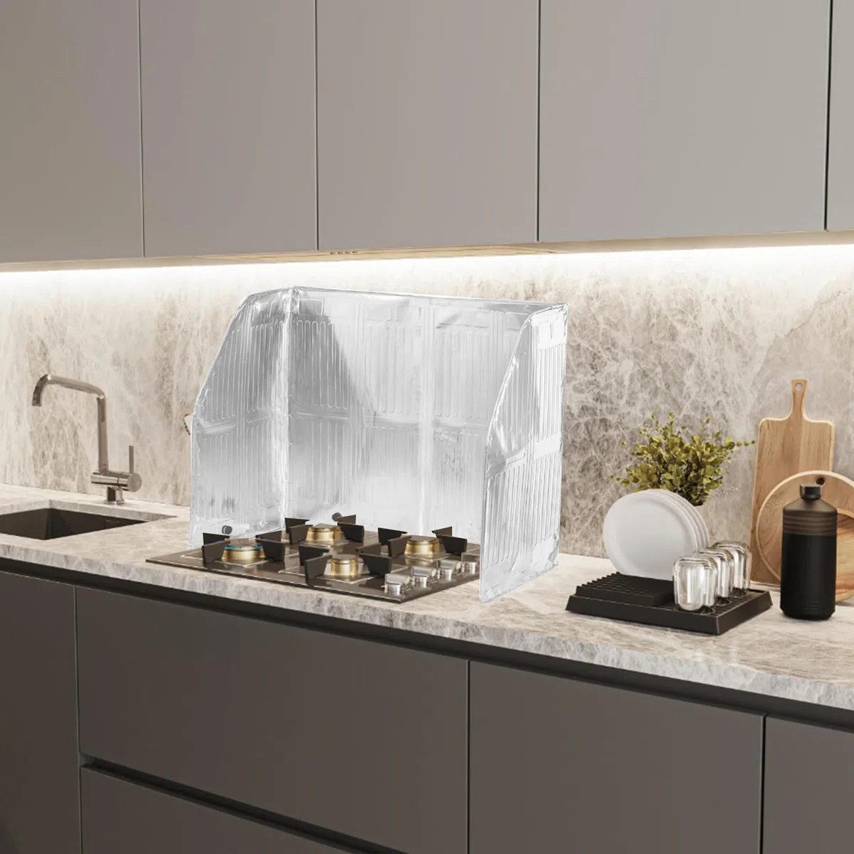 Toddmomy Spritzschutz Küchenfolie Silber für Gasherde aus Aluminiumfolie