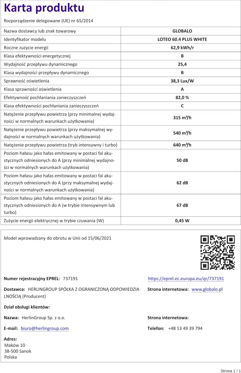 Dunstabzugshaube, Einbauhaube für Küche, Flachlüfter, mit Beleuchtung, Einbaubreite 60 cm, 4 Leistungsstufen, Gehärtetes Glas und Lackierter Stahl, Loteo 60.4 Plus White, Weiß