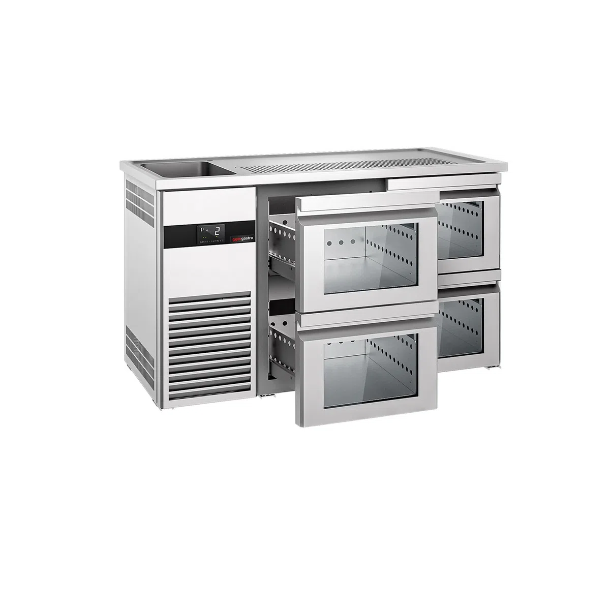 GGM Gastro | BLF157D#2#SG12 | Biertheke PREMIUM - 1550x700mm - 4 Glasschubladen