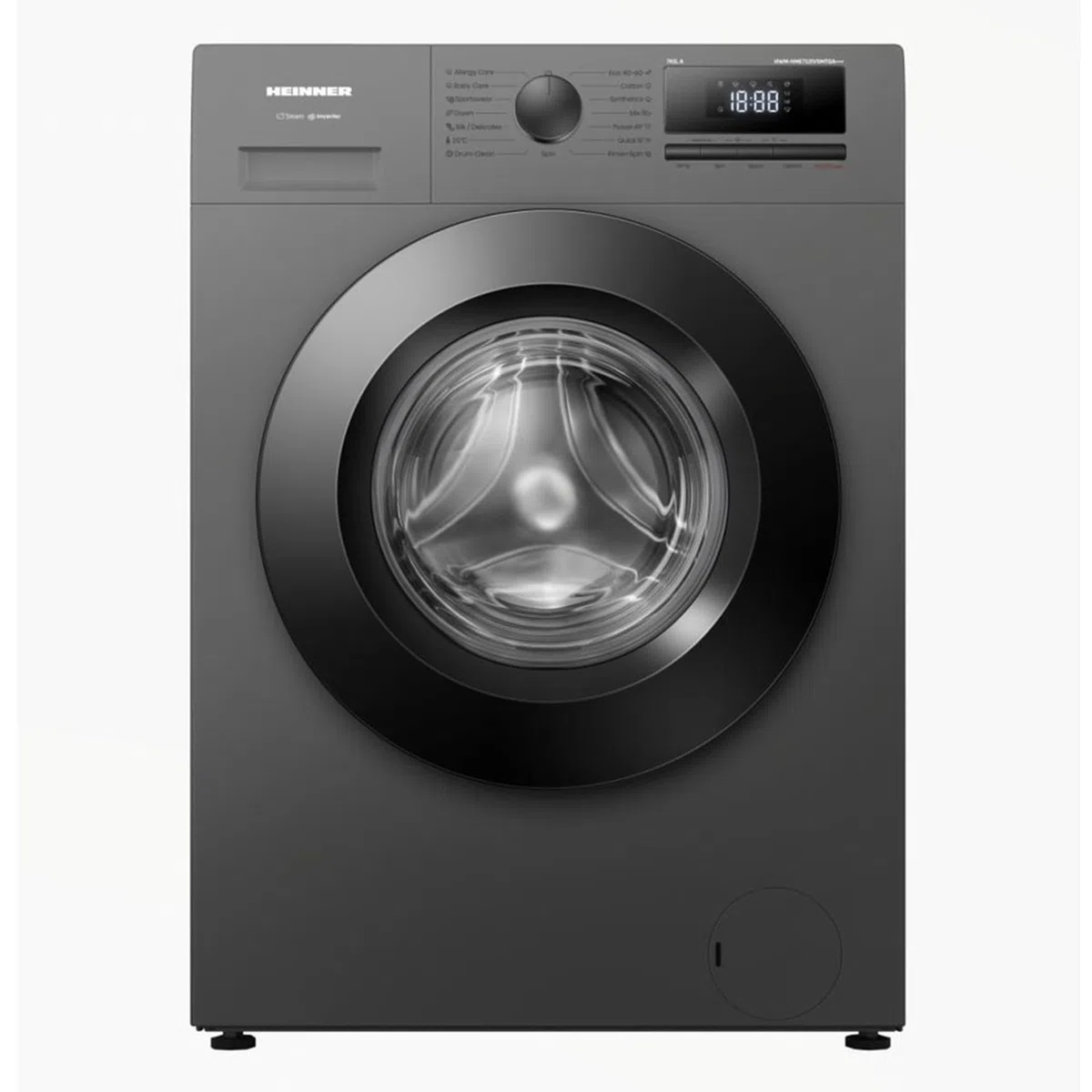 HWM-HME712IVSMTGA+++ Slim Waschmaschine – 7 kg – 1200 U/min – Energieklasse A – Inverter-Motor – 15 Programme – Dampfprogramme – LED-Display – Titan-Grau