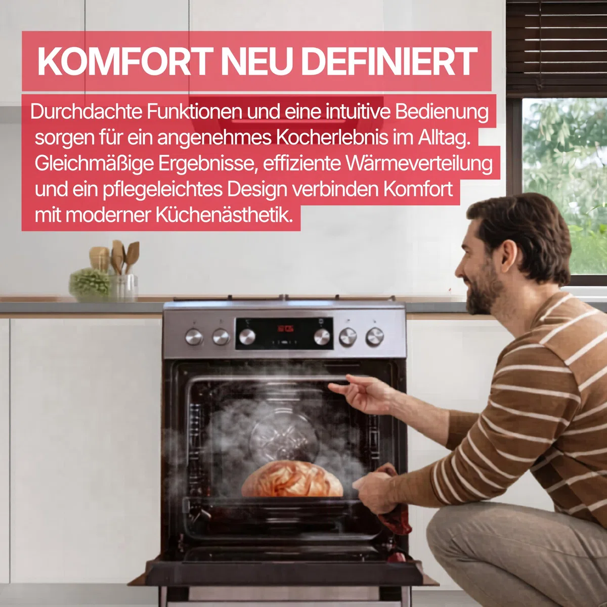 Amica Einbaubackofen 68 L 59,5x59,5x57,5 cm Steam Clean ABE 94110 S