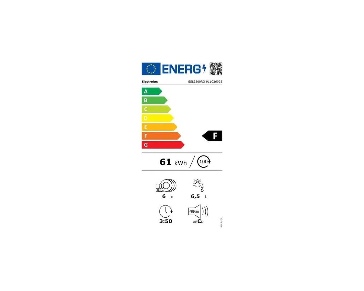 Geschirrspüler 55 cm, 6 Maßgedecke, 49 dB, voll integriert - ESL2500RO1
